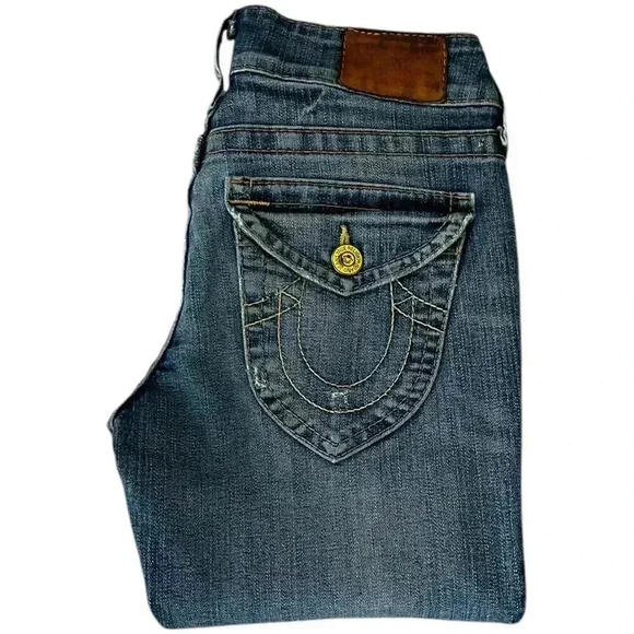 True Religion Yellow Point Flap Pocket Slim Straight Jeans - Picture 1 of 6